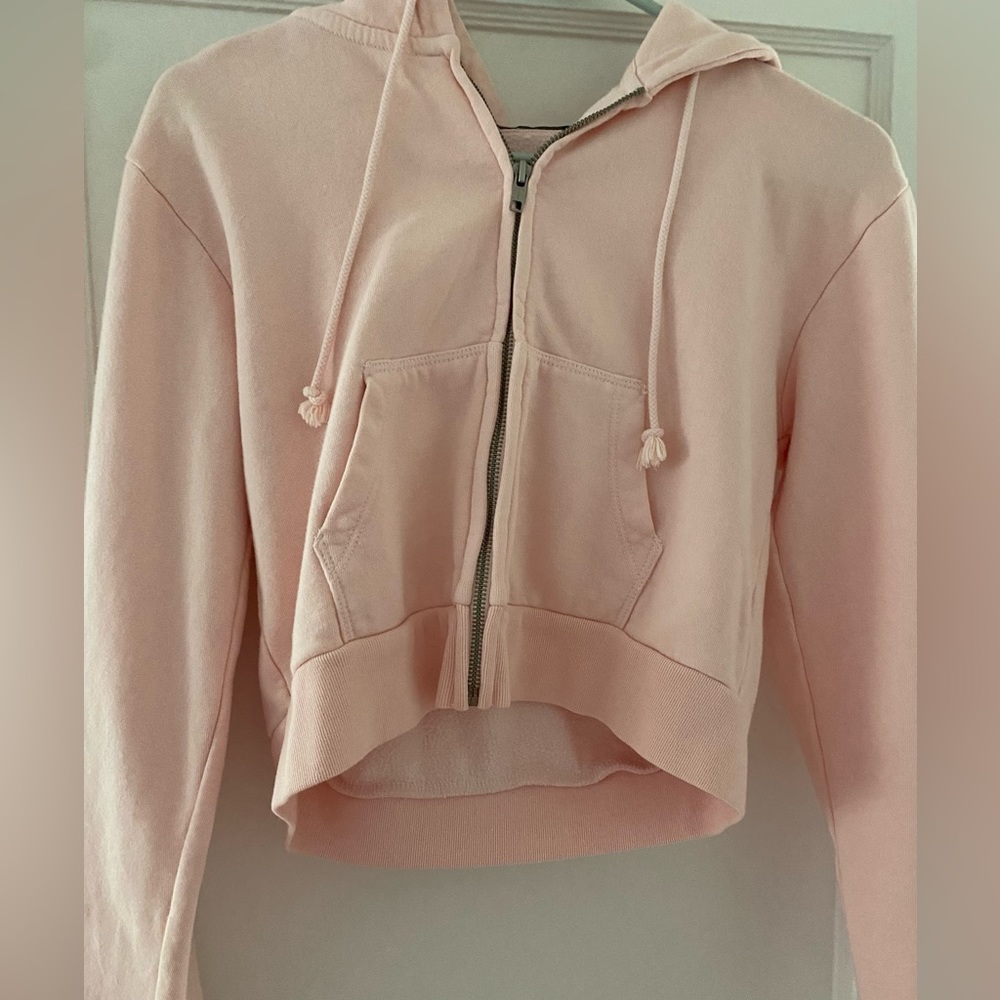 Brandy Melville - pink crop crystal hoodie - Picture 2 of 2